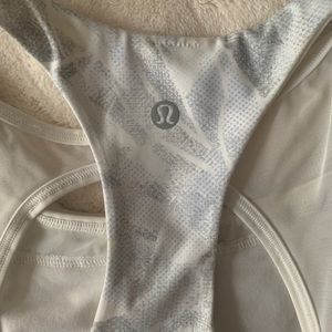 White multi color lululemon croptop with sportsbra